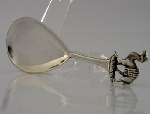 VICTORIAN ENGLISH SOLID STERLING SILVER CAMEL CADDY SPOON 1894 ANTIQUE - ADDITIONAL PHOTO 3