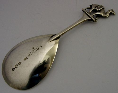 VICTORIAN ENGLISH SOLID STERLING SILVER CAMEL CADDY SPOON 1894 ANTIQUE - ADDITIONAL PHOTO 5