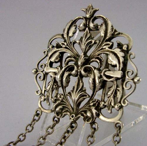 ENGLISH VICTOTRIAN STERLING SILVER CHATELAINE 1888 ANTIQUE 60G - ADDITIONAL PHOTO 1