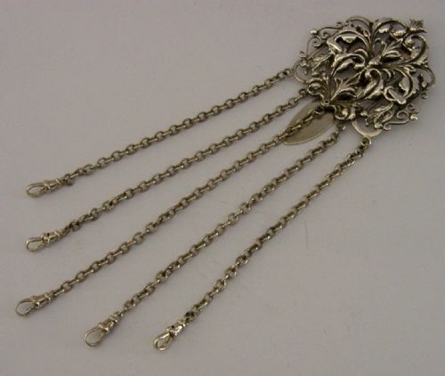 ENGLISH VICTOTRIAN STERLING SILVER CHATELAINE 1888 ANTIQUE 60G - ADDITIONAL PHOTO 2