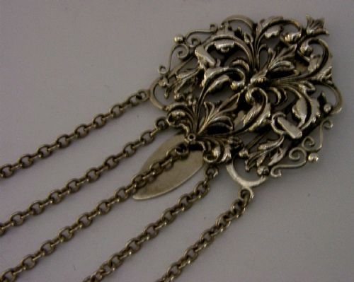 ENGLISH VICTOTRIAN STERLING SILVER CHATELAINE 1888 ANTIQUE 60G - ADDITIONAL PHOTO 3