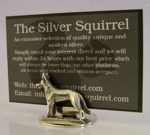ENGLISH STERLING SILVER GERMAN SHEPHERD ALSATIAN DOG MENU HOLDER 1930 ANTIQUE - ADDITIONAL PHOTO 4