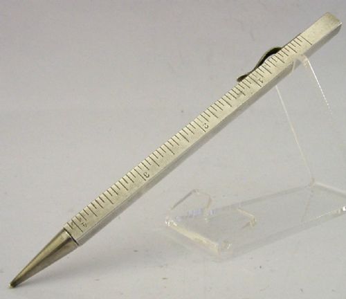 QUAITY SOLID SILVER ARCHITECT'S MECHANICAL PENCIL TELESCOPIC RULER C1920S DECO - ADDITIONAL PHOTO 1