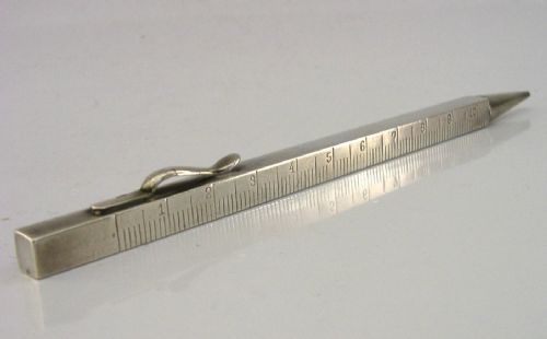 QUAITY SOLID SILVER ARCHITECT'S MECHANICAL PENCIL TELESCOPIC RULER C1920S DECO - ADDITIONAL PHOTO 3