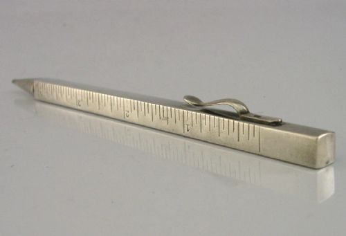 QUAITY SOLID SILVER ARCHITECT'S MECHANICAL PENCIL TELESCOPIC RULER C1920S DECO - ADDITIONAL PHOTO 5