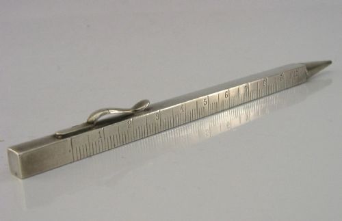 QUAITY SOLID SILVER ARCHITECT'S MECHANICAL PENCIL TELESCOPIC RULER C1920S DECO - ADDITIONAL PHOTO 6