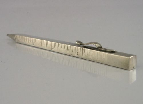 QUAITY SOLID SILVER ARCHITECT'S MECHANICAL PENCIL TELESCOPIC RULER C1920S DECO - ADDITIONAL PHOTO 7