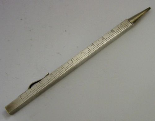 QUAITY SOLID SILVER ARCHITECT'S MECHANICAL PENCIL TELESCOPIC RULER C1920S DECO - ADDITIONAL PHOTO 8
