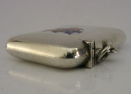 RARE STERLING SILVER ENAMEL CHRIST COLLEGECAMBRIDGE UNI VESTA CASE 1920 ANTIQUE - ADDITIONAL PHOTO 6