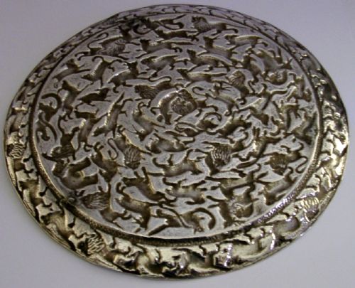330G CEYLON SRI LANKA SOLID SILVER WILD ANIMALS TRAY SALVER C1920 ANTIQUE - ADDITIONAL PHOTO 7