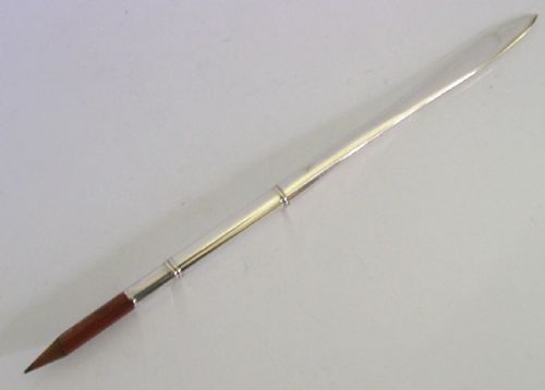 rare english sterling silver the grand hotel dip pen pencil opener 1926 antique - CATEGORY: ANTIQUE SILVER - DATED 1920
