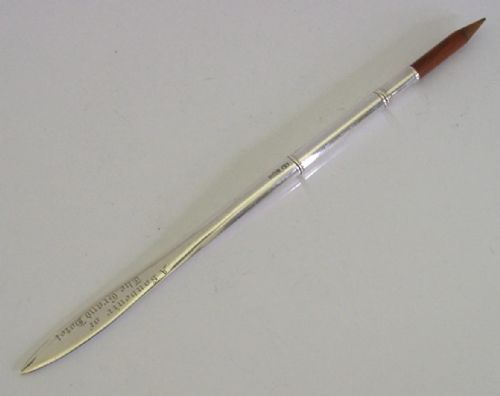 RARE ENGLISH STERLING SILVER THE GRAND HOTEL DIP PEN PENCIL OPENER 1926 ANTIQUE - ADDITIONAL PHOTO 3