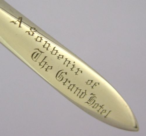 RARE ENGLISH STERLING SILVER THE GRAND HOTEL DIP PEN PENCIL OPENER 1926 ANTIQUE - ADDITIONAL PHOTO 4