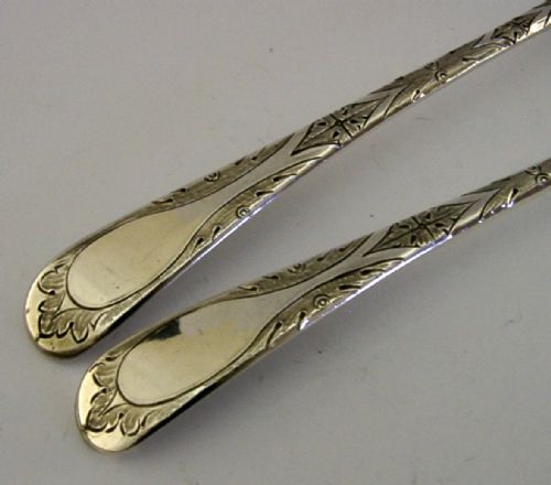 MINT PAIR OF BATEMAN GEORGIAN STERLING SILVER BERRY SERVING SPOONS 1793 ANTIQUE 134G - ADDITIONAL PHOTO 4