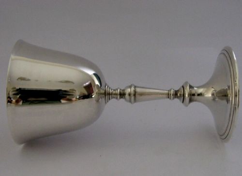 HEAVY 180G MINT ENGLISH STERLING SILVER WINE GOBLET CHALICE 1966 BARWARE 120ML - ADDITIONAL PHOTO 4