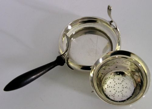 RARE ENGLISH STERLING SILVER TILTING TEA STRAINER DRIP BOWL STAND 1928 - ADDITIONAL PHOTO 3