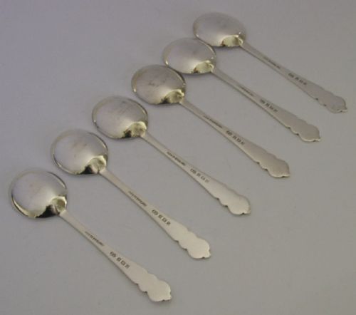 SIX STYLISH CASED ENGLISH SOLID STERLING SILVER SPOONS 1956 ART DECO - ADDITIONAL PHOTO 6
