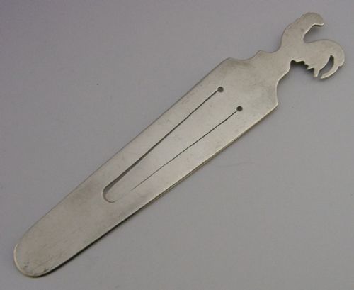 LARGE SAMPSON MORDAN STERLING SILVER COCKEREL CHICKEN BOOKMARK PAGE MARKER 1907 - ADDITIONAL PHOTO 2