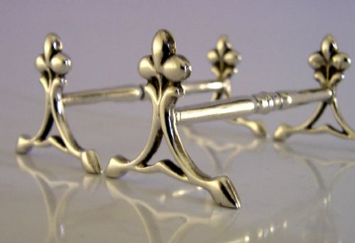 PAIR OF ART NOUVEAU STERLING SILVER CUTLERY RESTS 1923 ENGLISH ANTIQUE - ADDITIONAL PHOTO 3
