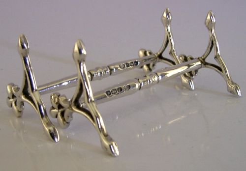 PAIR OF ART NOUVEAU STERLING SILVER CUTLERY RESTS 1923 ENGLISH ANTIQUE - ADDITIONAL PHOTO 6