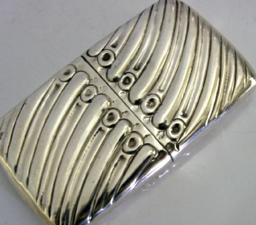 ENGLISH VICTORIAN SOLID STERLING SILVER CARD CASE 1885 ANTIQUE BEAUTIFUL - ADDITIONAL PHOTO 2