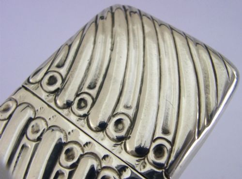 ENGLISH VICTORIAN SOLID STERLING SILVER CARD CASE 1885 ANTIQUE BEAUTIFUL - ADDITIONAL PHOTO 4