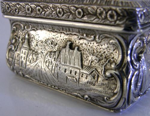 STUNNING 174G STERLING SILVER TABLE BOX 1897 ANTIQUE ARCHERY BOWLS PUB SCENES - ADDITIONAL PHOTO 8
