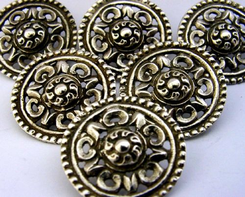 SIX LARGE CELTIC STYLE 800 SOLID SILVER BUTTONS C1900 ANTIQUE 24G - ADDITIONAL PHOTO 3