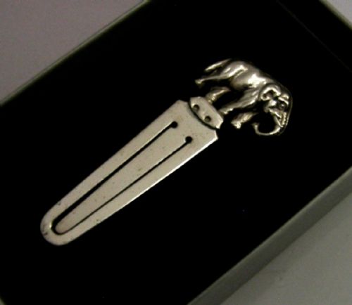 RARE ENGLISH SOLID STERLING SILVER ELEPHANT BOOKMARK 1939 ANIMAL - ADDITIONAL PHOTO 6