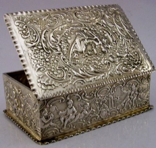 LARGE 108G BEAUTIFUL GERMAN HANAU SOLID SILVER TABLE BOX C1900 ANTIQUE - ADDITIONAL PHOTO 1