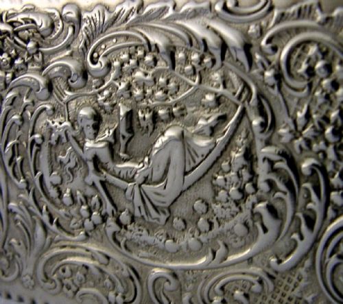 LARGE 108G BEAUTIFUL GERMAN HANAU SOLID SILVER TABLE BOX C1900 ANTIQUE - ADDITIONAL PHOTO 3