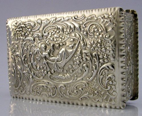 LARGE 108G BEAUTIFUL GERMAN HANAU SOLID SILVER TABLE BOX C1900 ANTIQUE - ADDITIONAL PHOTO 4