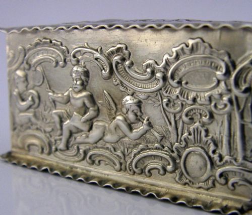 LARGE 108G BEAUTIFUL GERMAN HANAU SOLID SILVER TABLE BOX C1900 ANTIQUE - ADDITIONAL PHOTO 5