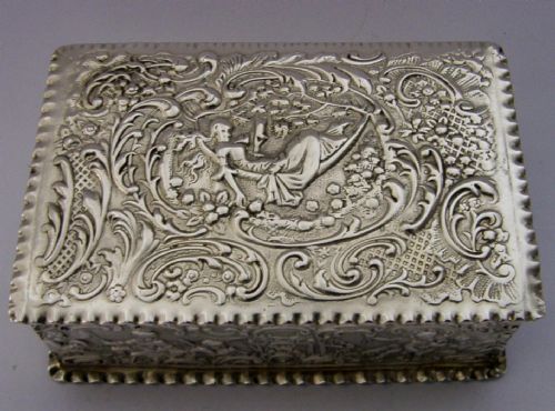 LARGE 108G BEAUTIFUL GERMAN HANAU SOLID SILVER TABLE BOX C1900 ANTIQUE - ADDITIONAL PHOTO 7