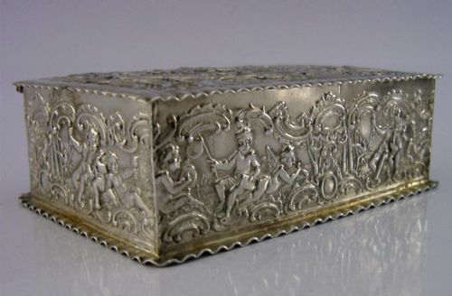 LARGE 108G BEAUTIFUL GERMAN HANAU SOLID SILVER TABLE BOX C1900 ANTIQUE - ADDITIONAL PHOTO 9