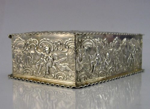 LARGE 108G BEAUTIFUL GERMAN HANAU SOLID SILVER TABLE BOX C1900 ANTIQUE - ADDITIONAL PHOTO 10