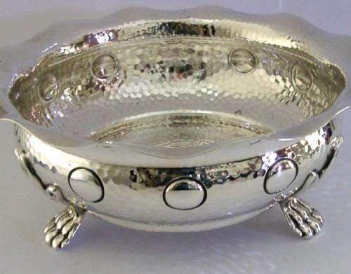 STUNNING CHESTER 652G PLANNISHED STERLING SILVER FRUIT BOWL 1909 ARTS CRAFTS - ADDITIONAL PHOTO 1
