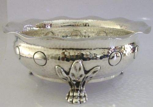 STUNNING CHESTER 652G PLANNISHED STERLING SILVER FRUIT BOWL 1909 ARTS CRAFTS - ADDITIONAL PHOTO 2