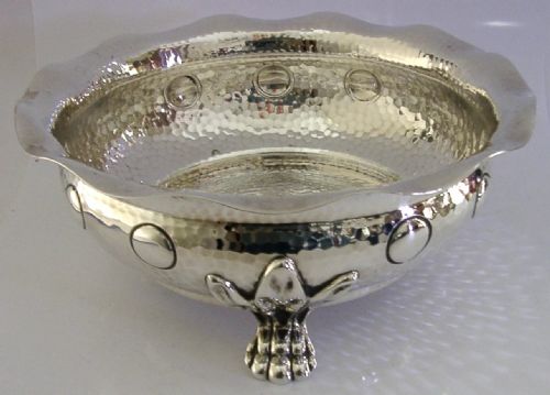 STUNNING CHESTER 652G PLANNISHED STERLING SILVER FRUIT BOWL 1909 ARTS CRAFTS - ADDITIONAL PHOTO 5