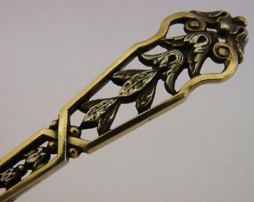 BEAUTIFUL FRENCH SOLID SILVER GILT LADLE SPOON C1880 ANTIQUE BIRD - ADDITIONAL PHOTO 4