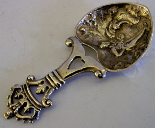 rare scottish solid sterling silver lovers caddy spoon 1900 antique - CATEGORY: ANTIQUE SILVER - DATED 1900