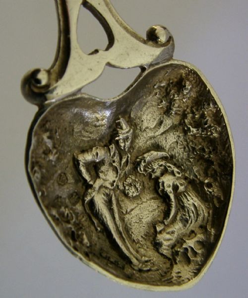 RARE SCOTTISH SOLID STERLING SILVER LOVERS CADDY SPOON 1900 ANTIQUE - ADDITIONAL PHOTO 1