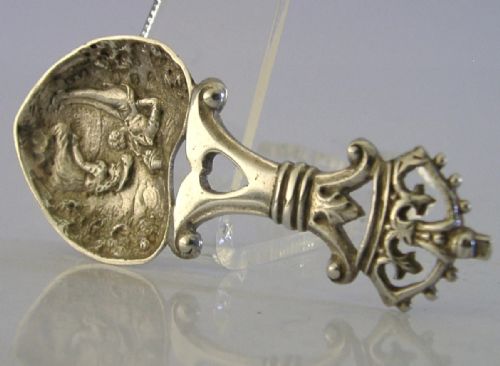RARE SCOTTISH SOLID STERLING SILVER LOVERS CADDY SPOON 1900 ANTIQUE - ADDITIONAL PHOTO 2