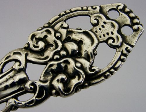 LARGE BEAUTIFUL DAVID ANDERSEN NORWEGIAN SOLID SILVER SERVING SPOON C1900 NORWAY - ADDITIONAL PHOTO 1