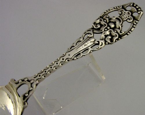 LARGE BEAUTIFUL DAVID ANDERSEN NORWEGIAN SOLID SILVER SERVING SPOON C1900 NORWAY - ADDITIONAL PHOTO 3