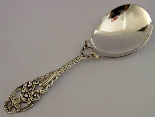 LARGE BEAUTIFUL DAVID ANDERSEN NORWEGIAN SOLID SILVER SERVING SPOON C1900 NORWAY - ADDITIONAL PHOTO 4