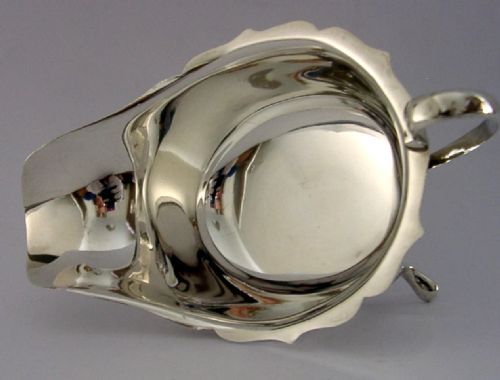 114G ENGLISH STERLING SILVER SAUCE BOAT JUG 1945 ART DECO ANTIQUE - ADDITIONAL PHOTO 1