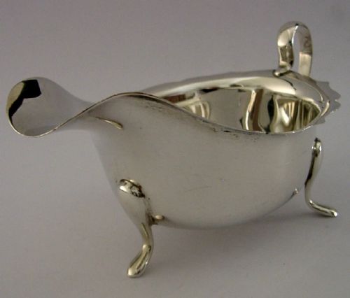 114G ENGLISH STERLING SILVER SAUCE BOAT JUG 1945 ART DECO ANTIQUE - ADDITIONAL PHOTO 8