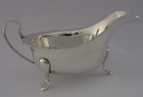 114G ENGLISH STERLING SILVER SAUCE BOAT JUG 1945 ART DECO ANTIQUE - ADDITIONAL PHOTO 9