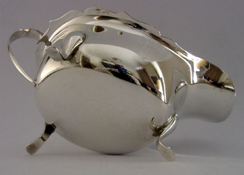 114G ENGLISH STERLING SILVER SAUCE BOAT JUG 1945 ART DECO ANTIQUE - ADDITIONAL PHOTO 10